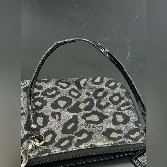 Pre Loved Coach Madison Ocelot-Silver and Black Leopard Print Wristlet - Picture 9 of 15
